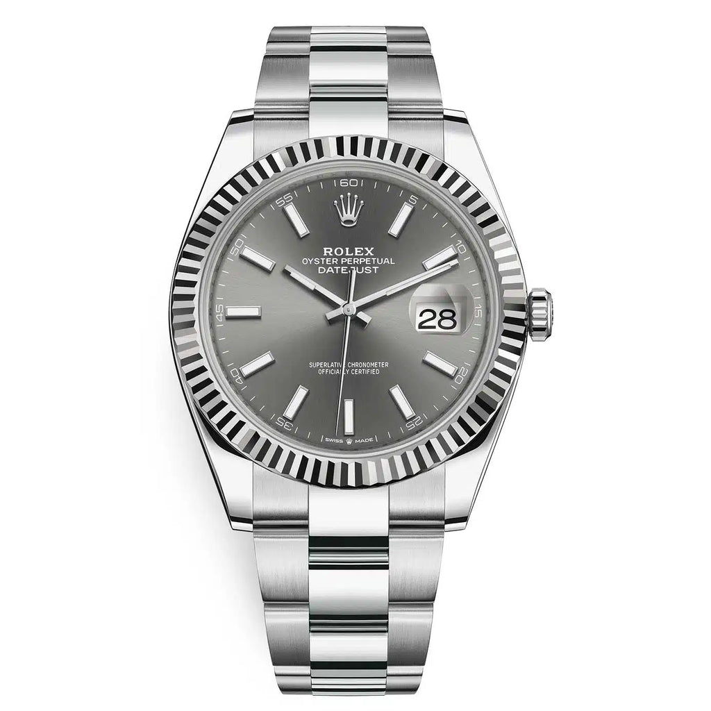 Rolex Datejust Rhodium Dial Fluted Bezel 41mm 126334
